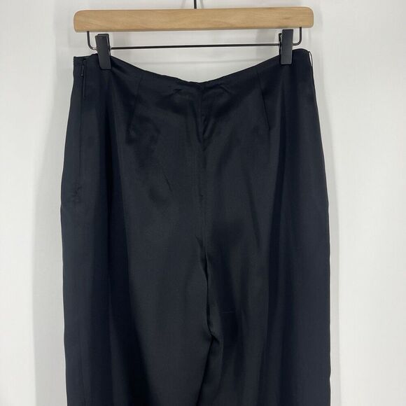 Ralph Lauren Pants Size 6 Womens Black Silk Trousers Wide Leg Quiet Luxury Luxe - Picture 5 of 7